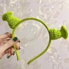Horgolt Shrek fejdísz, fül hajpánton, hajráfon - ÚJ