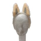 Fehér Labubu vagy egyéb állatka szőrmés fejpánt, jelmezkiegészítő - ÚJ