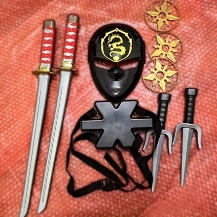 Kard szett álarccal (maszkkal), több részes jelmezkiegészítő (nindzsa, ninja, Deadpool, stb) - ÚJ