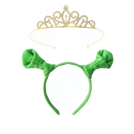 Fiona 2 részes jelmezkiegészítő - fejdísz, korona - sötétszöld - Shrek - ÚJ