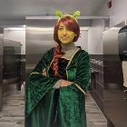 Fiona 2 részes jelmezkiegészítő - fejdísz, korona - sötétszöld - Shrek - ÚJ
