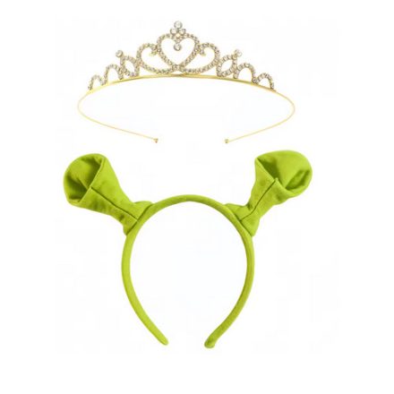Fiona 2 részes jelmezkiegészítő - fejdísz, korona - világoszöld - Shrek - ÚJ