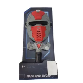 Piros-szürke műanyag maszk (álarc) és kard - ÚJ