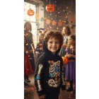 3-4 évesre csontvázas, kapucnis jelmezfelső - Halloween - George