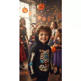   3-4 évesre csontvázas, kapucnis jelmezfelső - Halloween - George