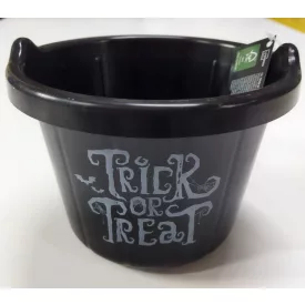   Fekete feliratos műanyag csokigyűtő kosár, vödör - Halloween - ÚJ