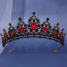   Királynő korona, tiara, bordó köves, jelmezkiegészítő - ÚJ 