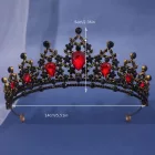 Királynő korona, tiara, bordó köves, jelmezkiegészítő - ÚJ 