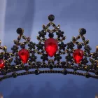 Királynő korona, tiara, bordó köves, jelmezkiegészítő - ÚJ 