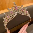 Királynő korona, tiara, rózaszín köves, jelmezkiegészítő - ÚJ 