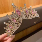 Királynő korona, tiara, rózaszín köves, jelmezkiegészítő - ÚJ 
