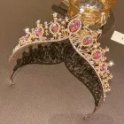 Királynő korona, tiara, rózaszín köves, jelmezkiegészítő - ÚJ 