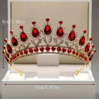 Királynő korona, tiara, arany, bordó köves, jelmezkiegészítő - ÚJ 