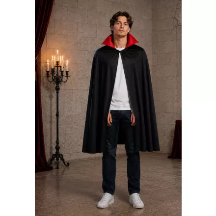 Kb 115 cm hosszú piros-fekete galléros vámpír, drakula köpeny, palást - Halloween - ÚJ