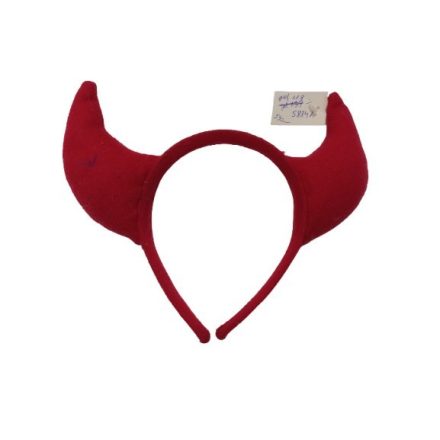 Piros textil ördögszarv hajpánton
