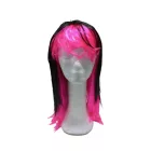 Fekete-pink hosszú paróka, jelmezkiegészítő - ÚJ