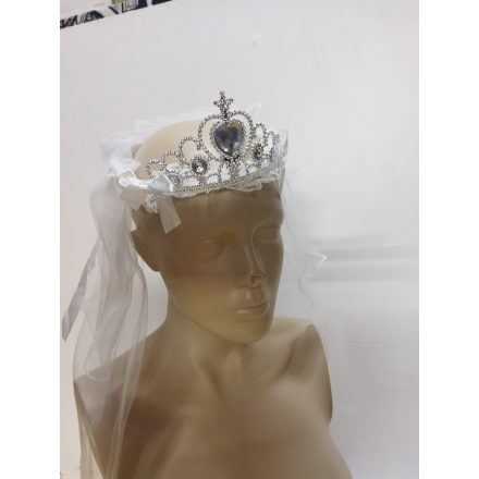 Fehér tiara és fátyol egyben - ÚJ