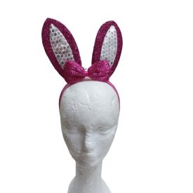 Pink flitteres világító nyuszifül - ÚJ