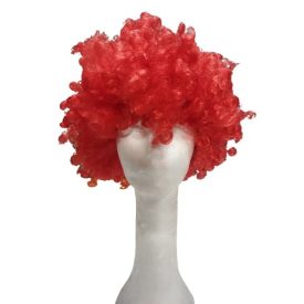 Piros göndör (bohóc) paróka, jelmezkiegészítő