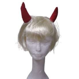 Szőke paróka ördögszarvval - Halloween - ÚJ