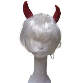 Fehér paróka ördögszarvval - Halloween - ÚJ