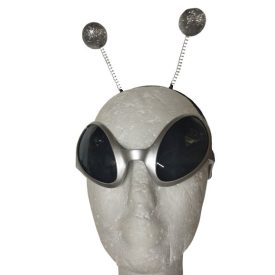   Űrlény, ufó, földönkívüli szett - fejdísz és szemüveg - ezüst - ÚJ