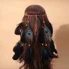 Pávatollas fekete bohém fejpánt, fejdísz, akár fesztiválokra is - ÚJ