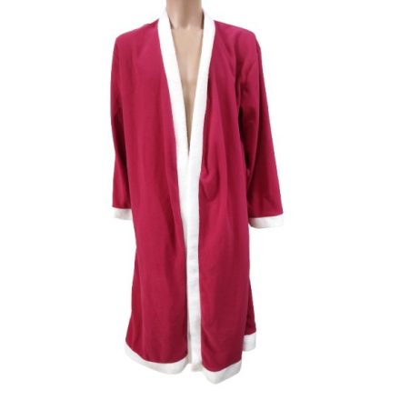 Felnőtt méretű bordós-pirosas polár mikulás kabát, köpeny