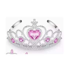Rózsaszín szivecskés köves tiara, korona - ÚJ