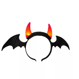   Világító denevérszárnyas ördögszarv, fejpánt - Halloween - ÚJ