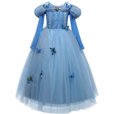 6 évesre kék lepkés jelmezruha, hercegnőruha - Hamupipőke - ÚJ