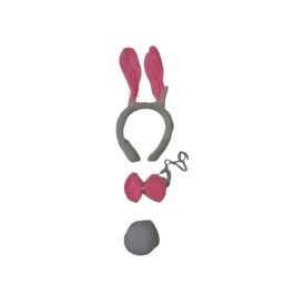   3 részes rózsaszín-fehér nyuszi szett, jelmezkiegészítő - ÚJ