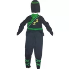 8-10 évesre fekete-zöld ninja, nindzsa jelmez - ÚJ