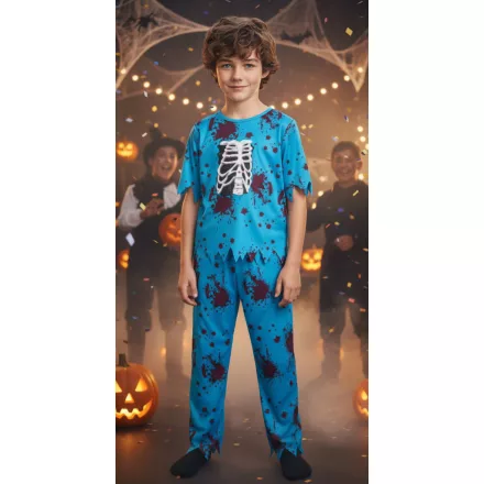 Kék véres csontvázas 2 részes halloween jelmez (kb 7 évesre)