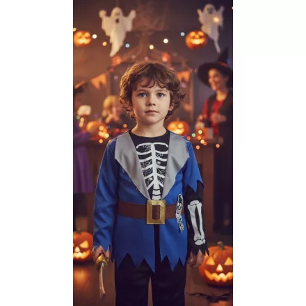 3-4 évesre kék csontvázas jelmezfelső - Smiffys - Halloween