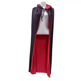   80 cm hosszú piros-fekete palást, köpeny, kapucnis, csuklyás lepel - Halloween - ÚJ