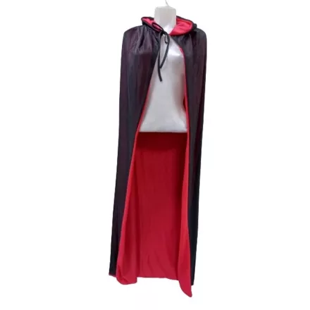 80 cm hosszú piros-fekete palást, köpeny, kapucnis, csuklyás lepel - Halloween - ÚJ