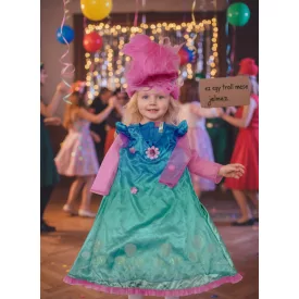 7-8 évesre kék-pink Troll jelmez parókával - Trolls