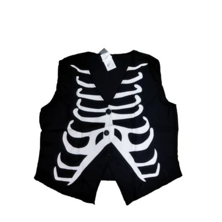 Fekete csontvázas jelmez mellény, felnőtt méretű - Halloween - ÚJ