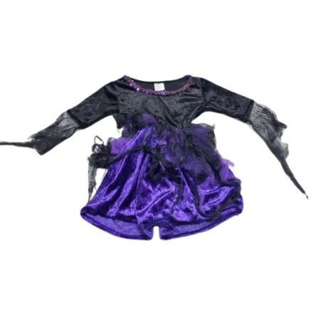 3-4 évesre fekete-lila flitteres boszorkány ruha, jelmez - Halloween