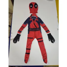   4-5 évesre (S) piros-kék-fekete jelmez szett - Deadpool - ÚJ