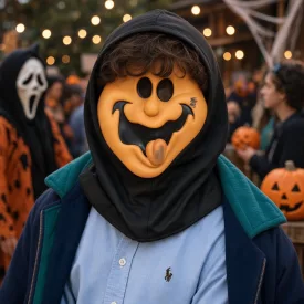 Narancssárga-fekete vicces halloween gumi maszk