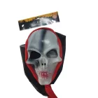 Fehér-piros koponyás maszk, álarc - Halloween - ÚJ