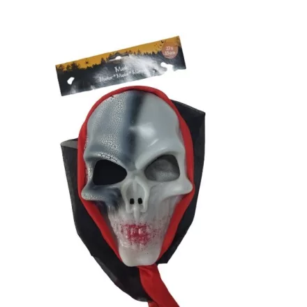 Fehér-piros koponyás maszk, álarc - Halloween - ÚJ
