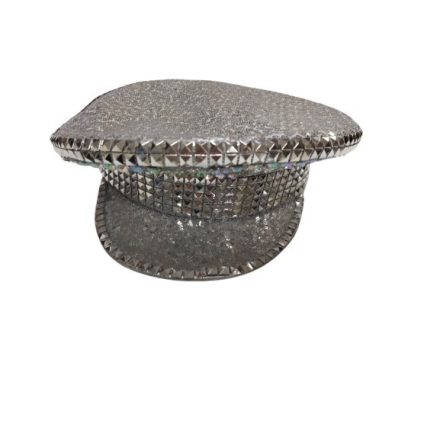 Fantasztikus flitteres ezüst jelmezkalap, rendőrsapka, felnőtt méret - ÚJ