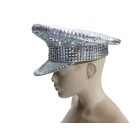 Fantasztikus flitteres ezüst jelmezkalap, rendőrsapka, felnőtt méret - ÚJ