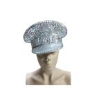 Fantasztikus flitteres ezüst jelmezkalap, rendőrsapka, felnőtt méret - ÚJ