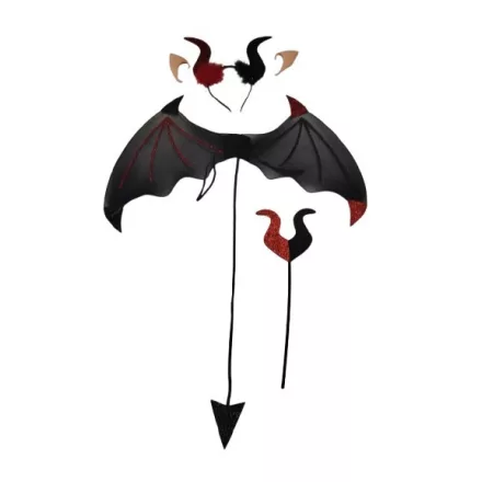 Ördög jelmez szett - szárny, fejpánt (szarv) és vasvilla - Halloween - ÚJ