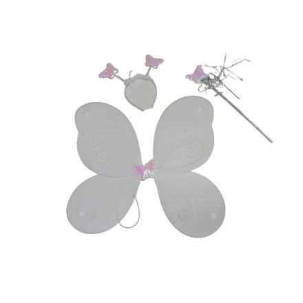 Fehér pillangó, lepke szett, 3 részes jelmezkiegészítő - ÚJ