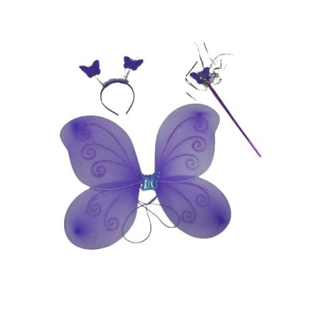 Lila pillangó, lepke szett, 3 részes jelmezkiegészítő - ÚJ